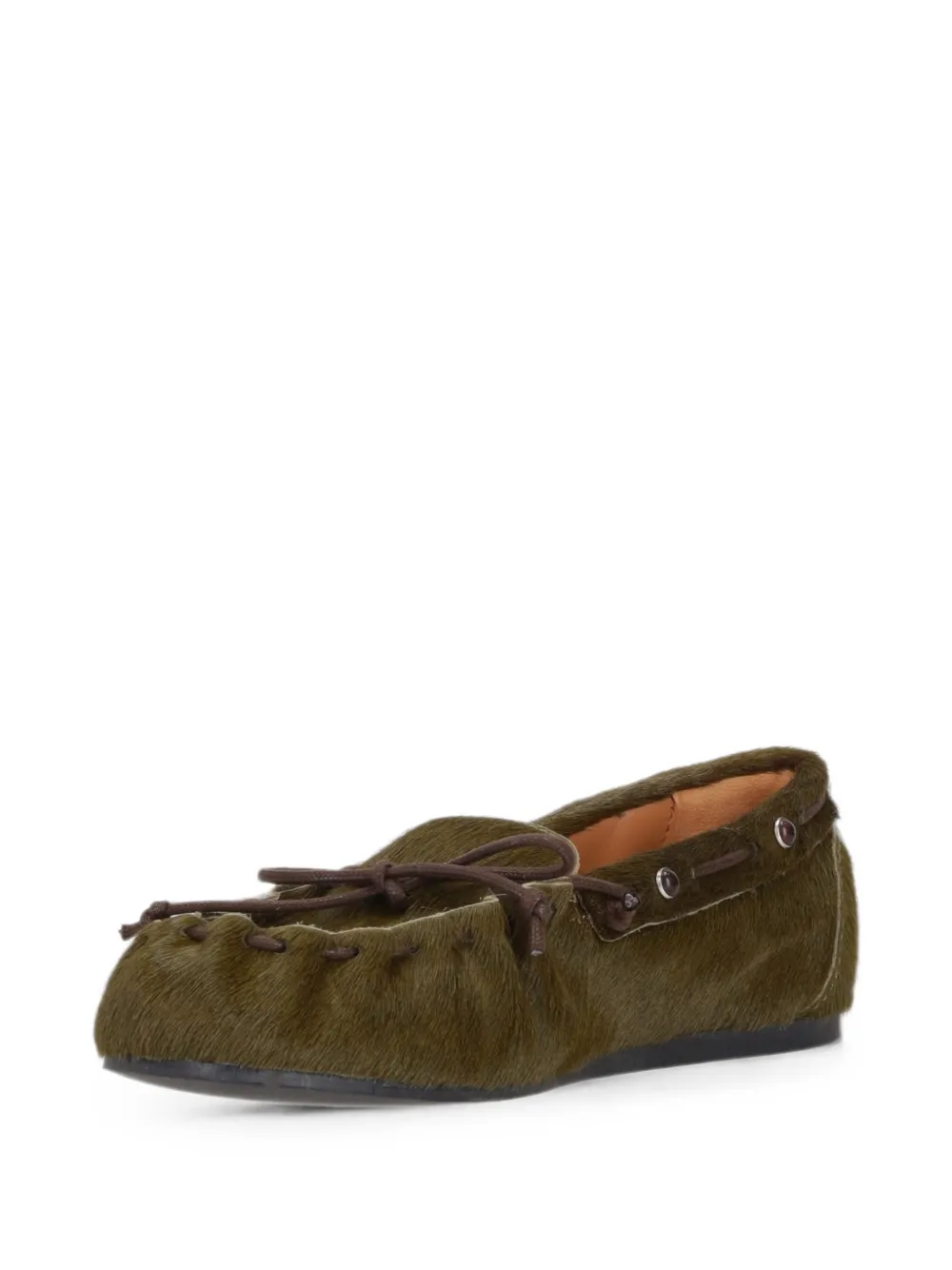 P.A.R.O.S.H. bow-detail calf hair loafers Groen