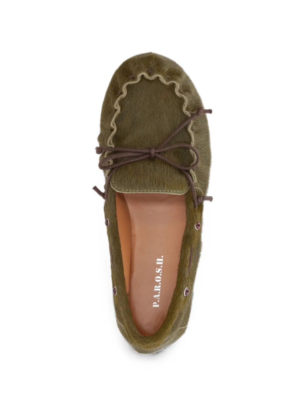 P.A.R.O.S.H. bow-detail calf hair loafers Groen
