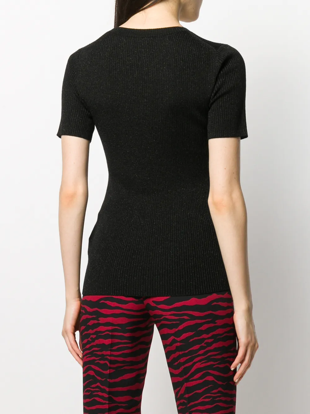P.A.R.O.S.H. Ribgebreid T-shirt Zwart