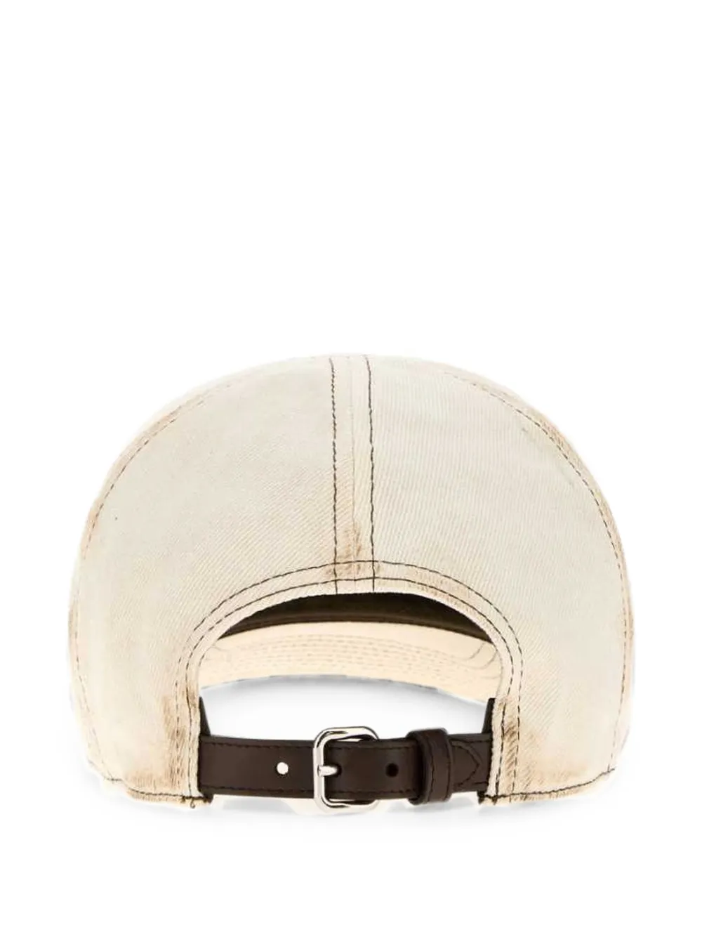 Miu Gerafelde honkbalpet met logo-patch Beige