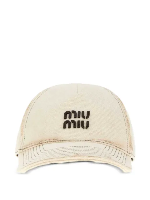 Miu Miu logo-patch distressed baseball cap