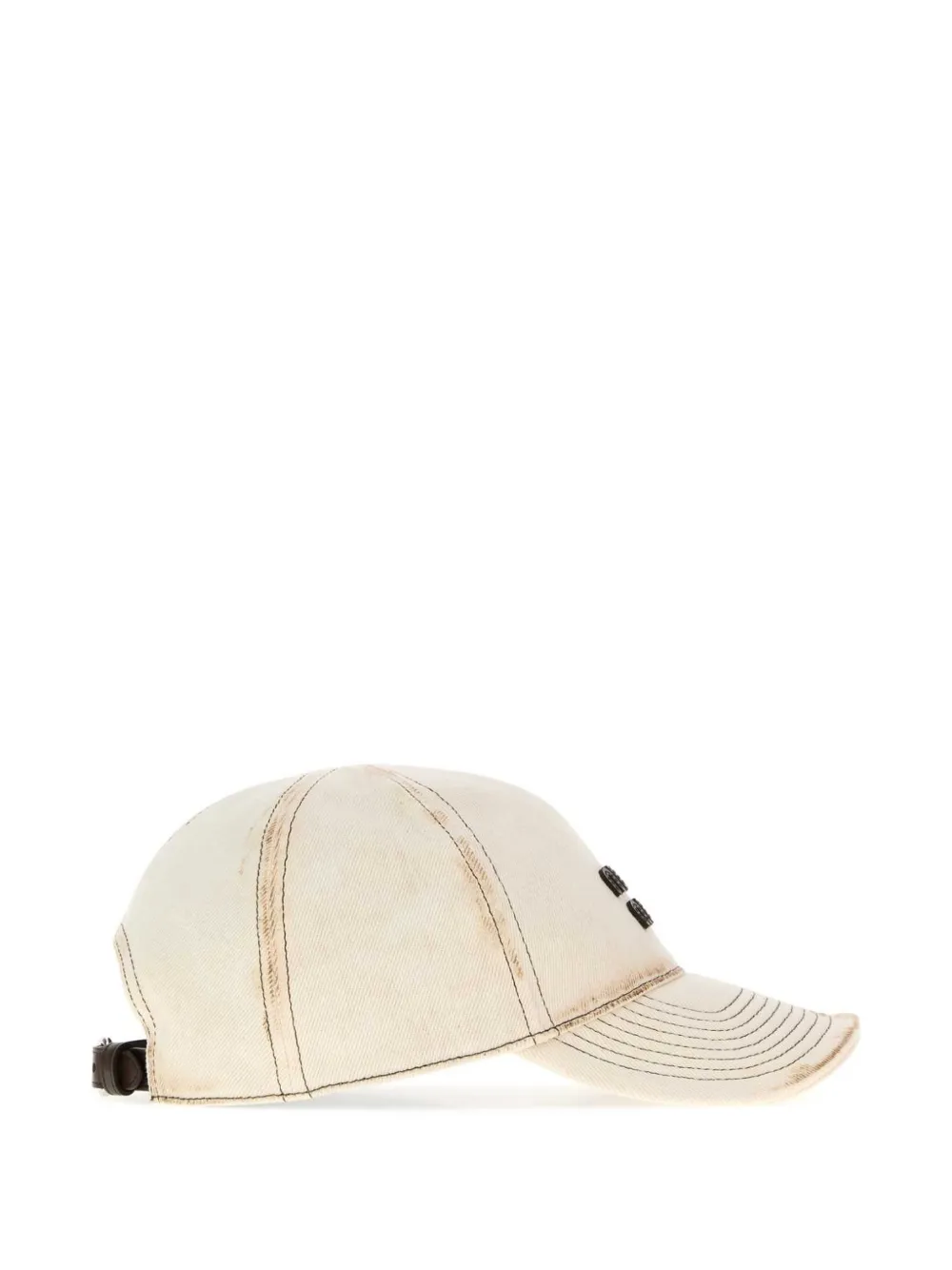 Miu Miu Logo-patch Distressed Baseball Cap in Neutrals, view 3