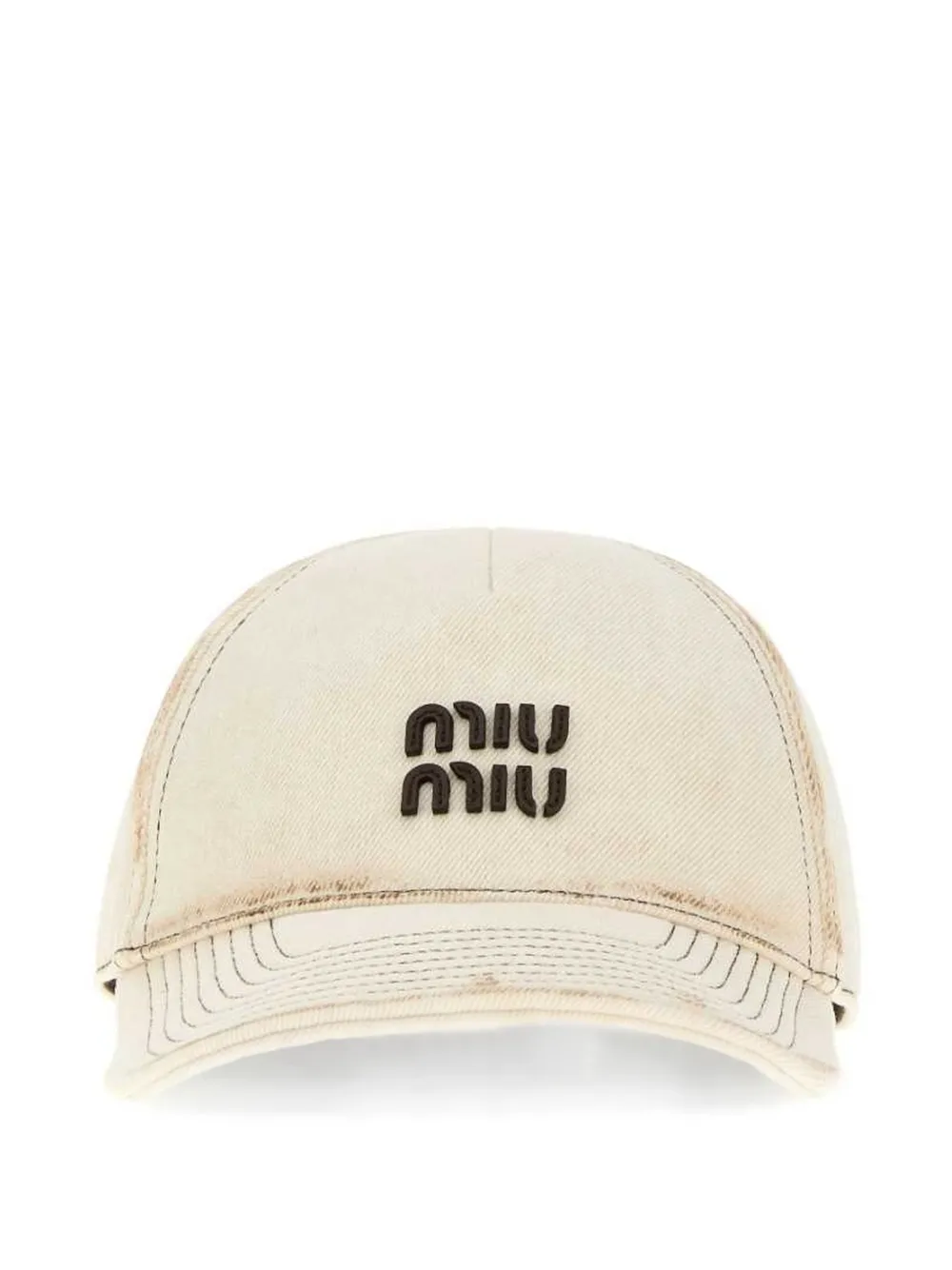 Miu Miu logo-patch distressed baseball cap - Toni neutri