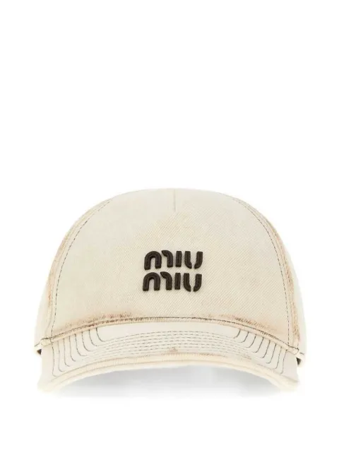 Miu Miu logo-patch distressed baseball cap