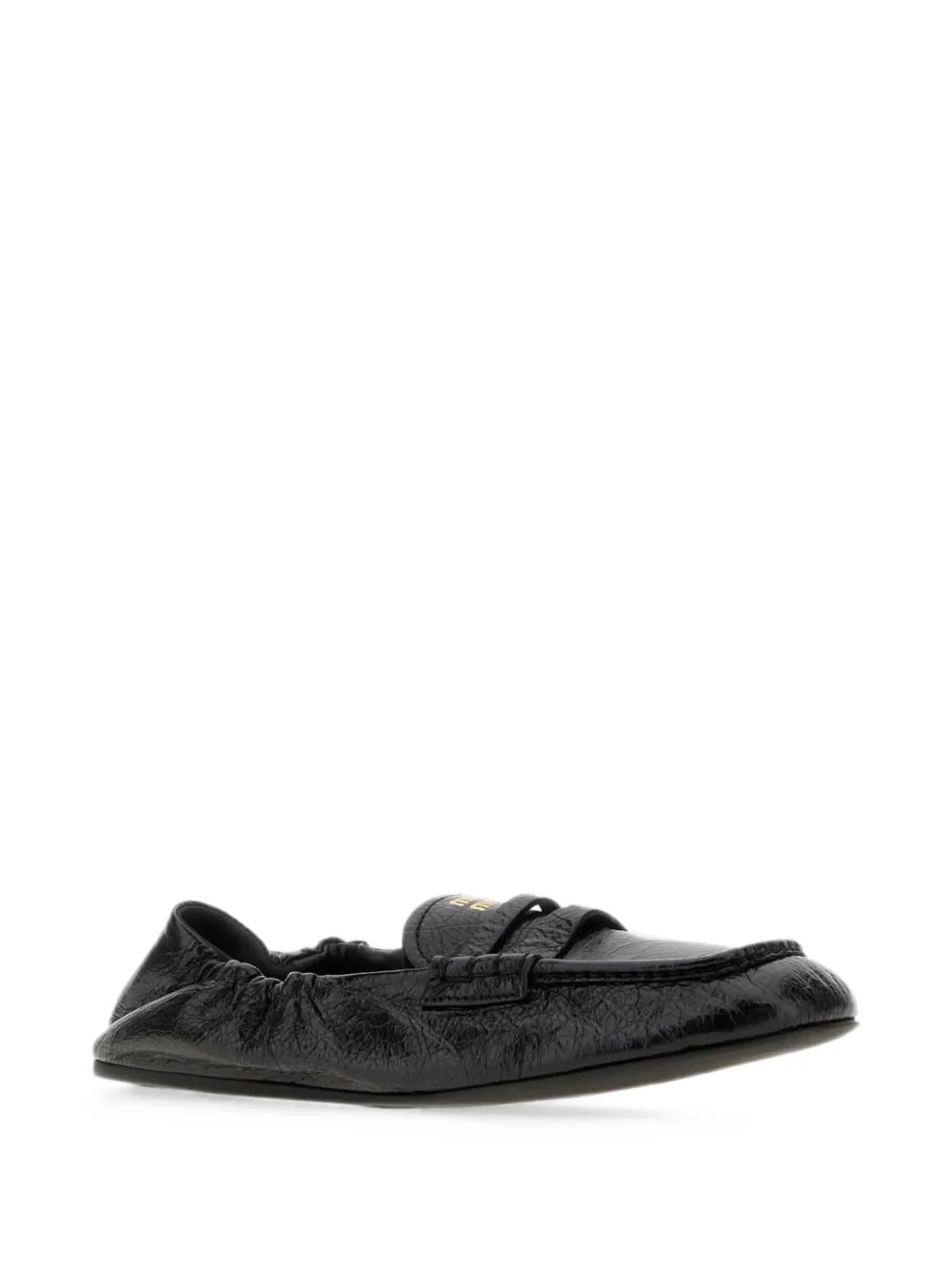 Miu Ruches crinkled-effect elasticated loafers Zwart