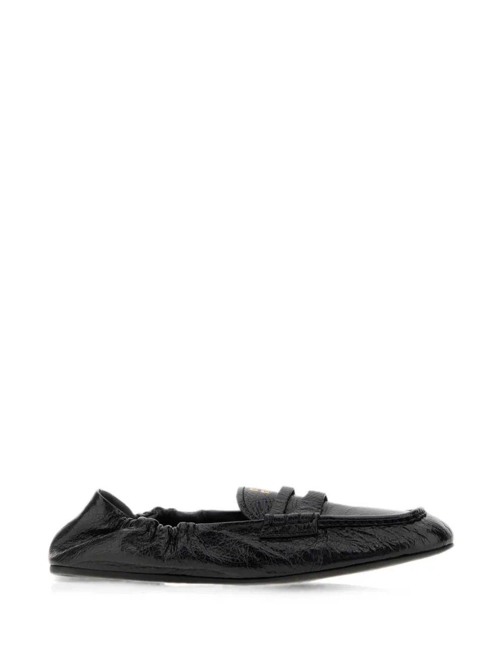 Miu Miu Ruches crinkled-effect elasticated loafers - Nero