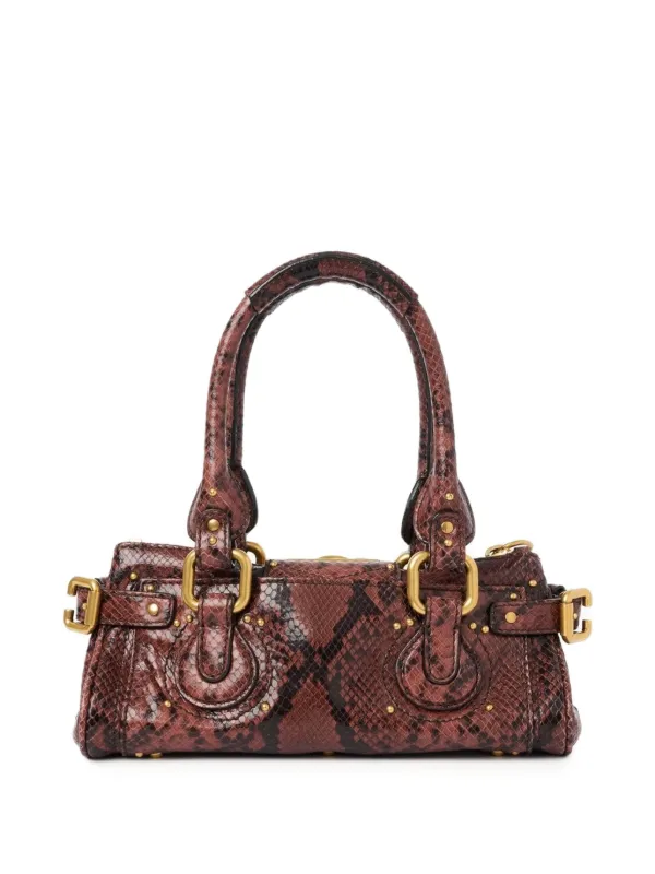 Chloé Small Paddington Bag In python-effect Leather | Brown | FARFETCH