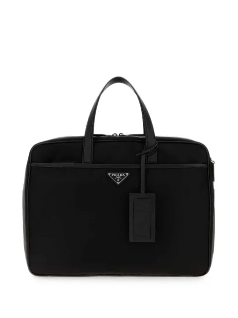 Prada saffiano leather-trim briefcase