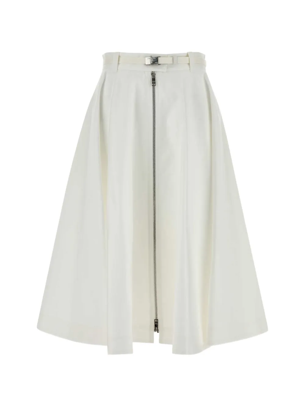 Prada belted zip-front midi skirt - Bianco
