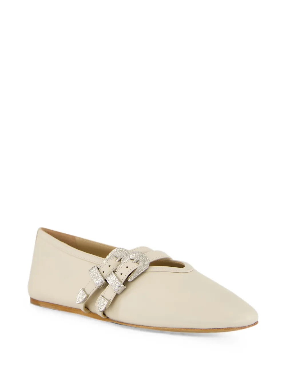 Le Monde Beryl Claudia buckled leather ballet flats Beige