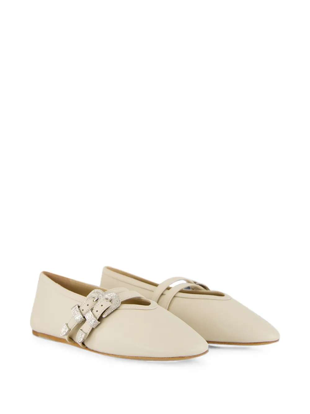 Le Monde Beryl Claudia buckled leather ballet flats Beige