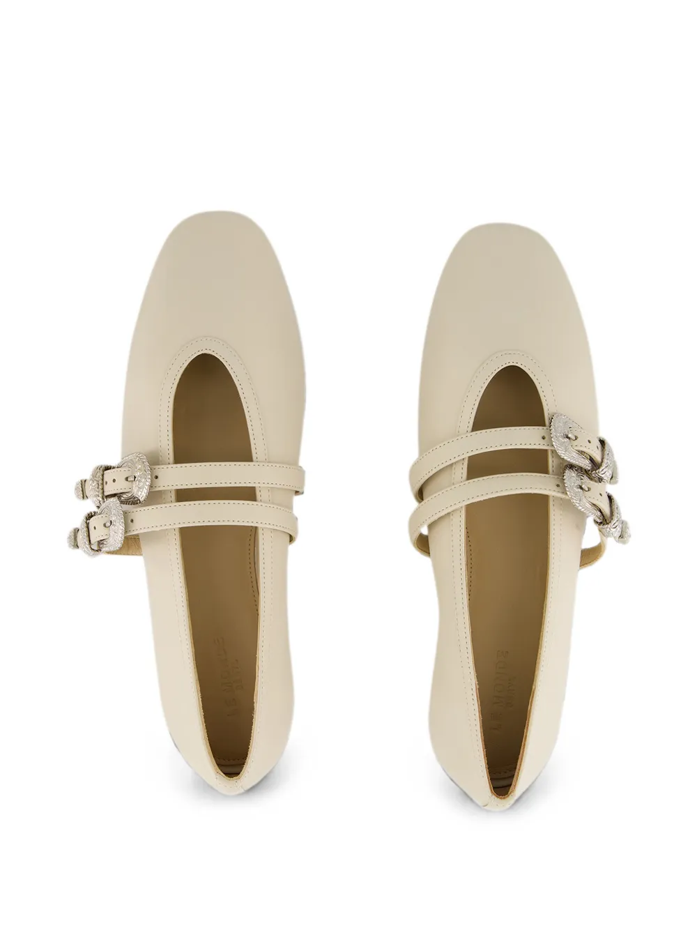 Le Monde Beryl Claudia buckled leather ballet flats Beige