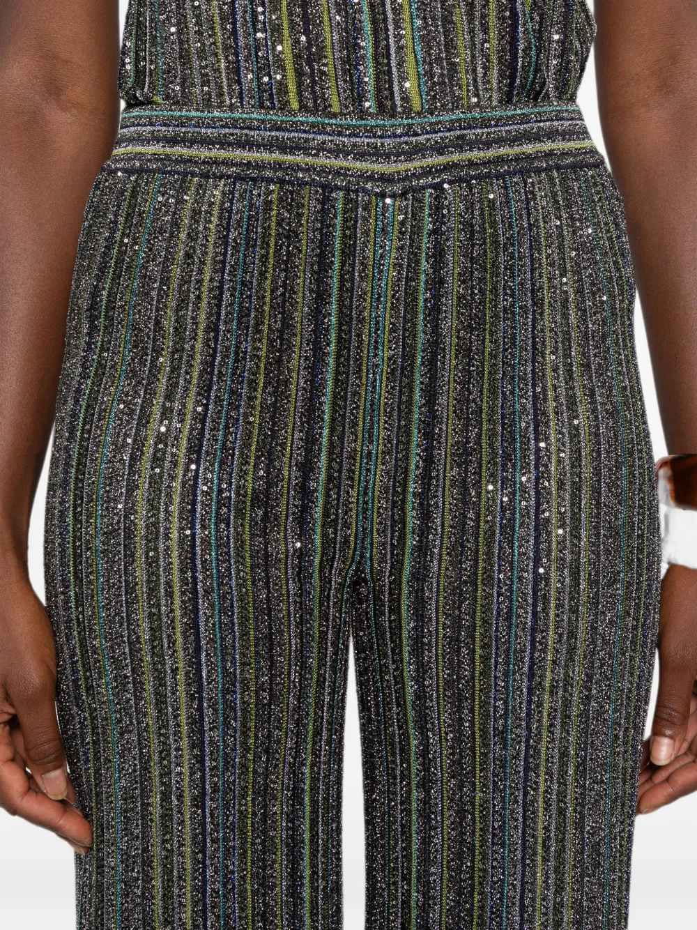 Missoni Gestreepte palazzo broek met pailletten Blauw