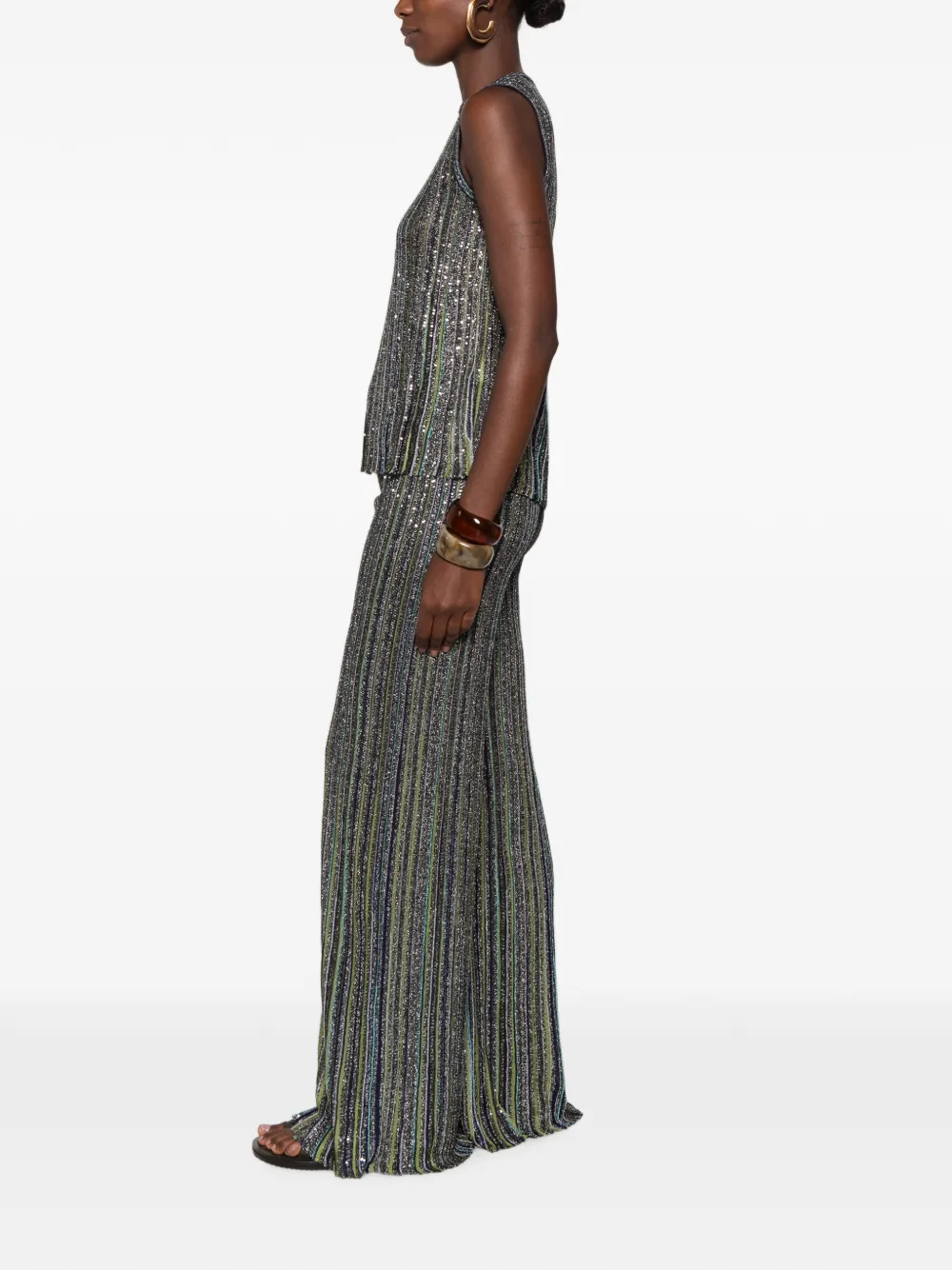 Missoni Sleveless Striped Tank Top In Green