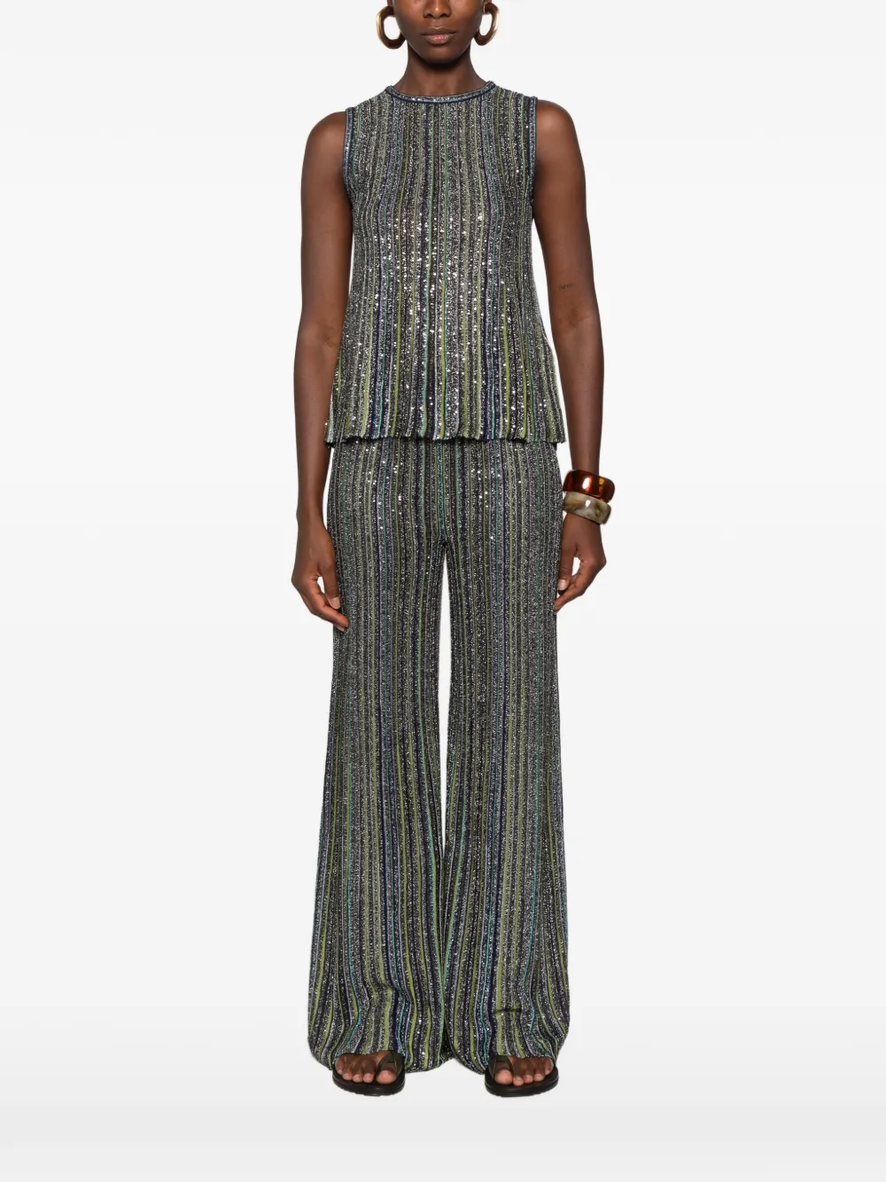 Missoni Mouwloze gestreepte tanktop Groen