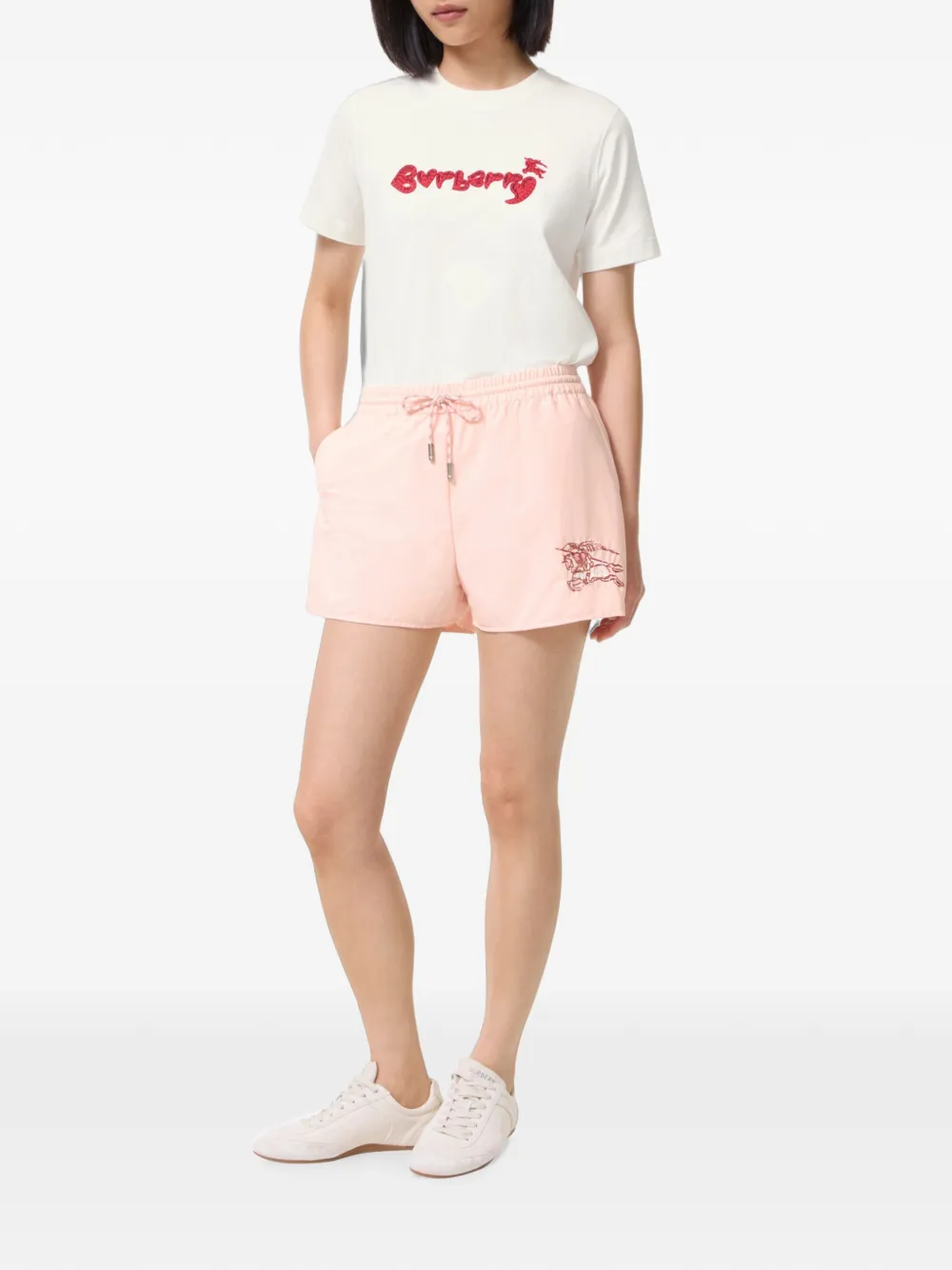 Burberry Heart Knight stretch nylon shorts Roze