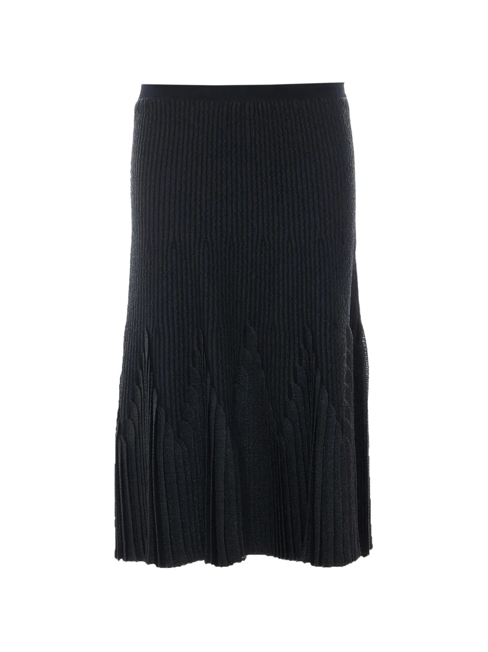 Elisabetta Franchi pleated knitted midi skirt - Nero