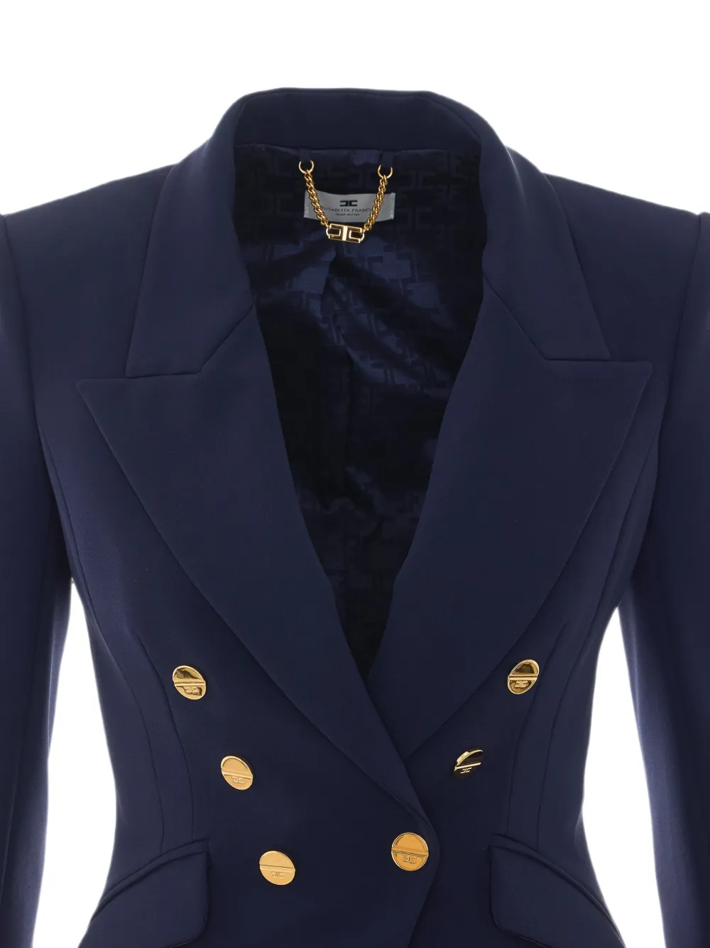 Elisabetta Franchi Jack met dubbele rij knopen en logo Blauw