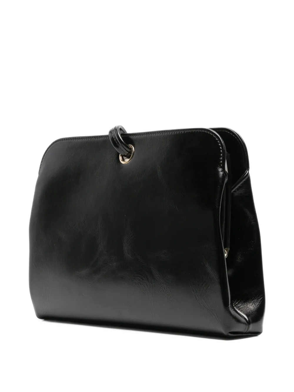 Victoria Beckham Kizette clutch black supple shine leather Zwart