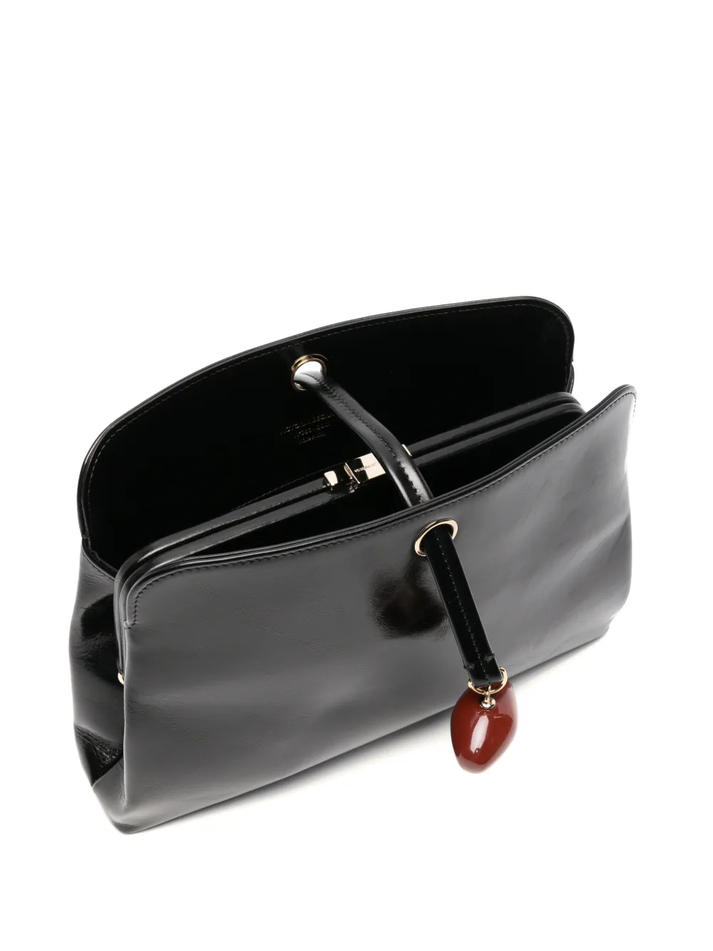 Victoria Beckham Kizette clutch black supple shine leather Zwart