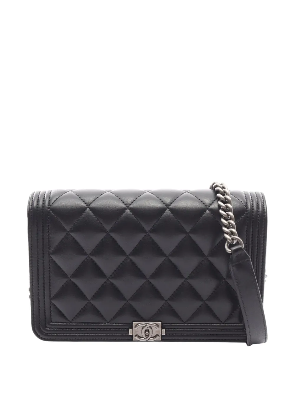 CHANEL Pre-Owned 2021 Quilted Lambskin Boy Wallet On Chain shoulder bag - Black