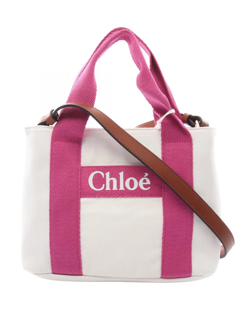 Chloé Pre-Owned 2010-2026 Small Canvas Kids Logo satchel - Bianco