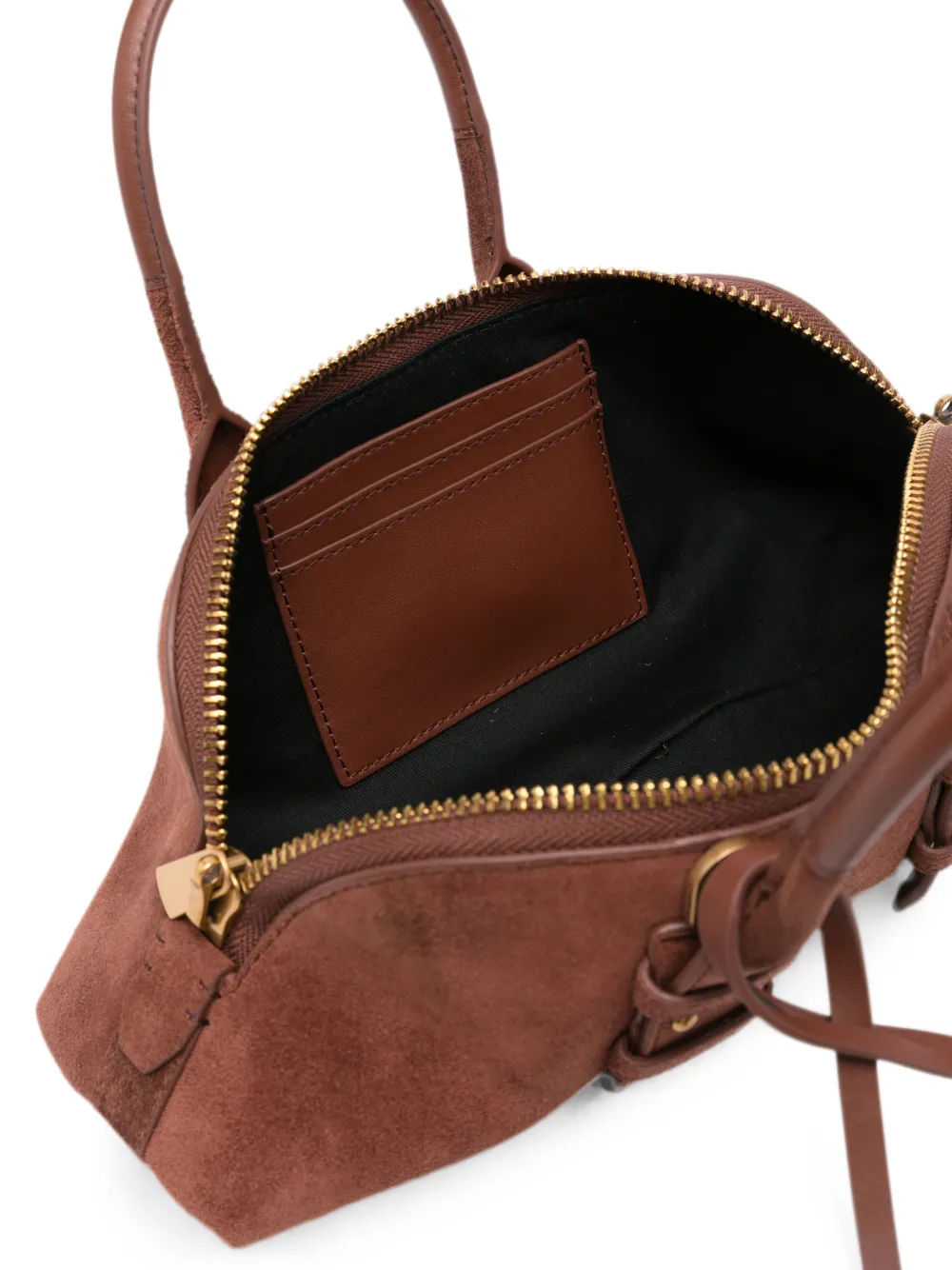 PINKO Kleine Escape suède shopper Bruin