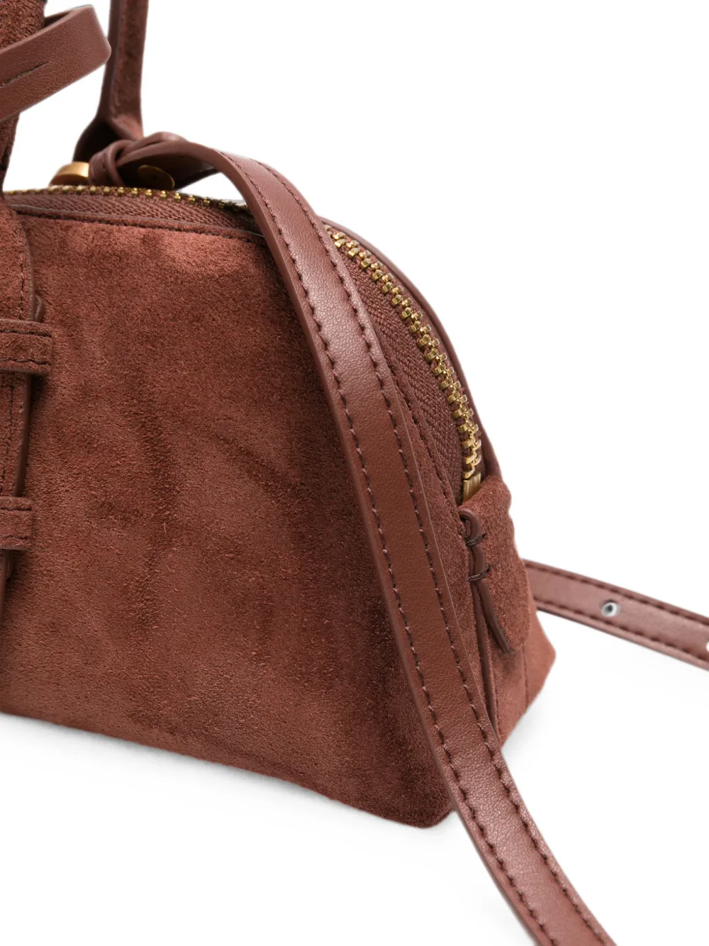 PINKO Kleine Escape suède shopper Bruin