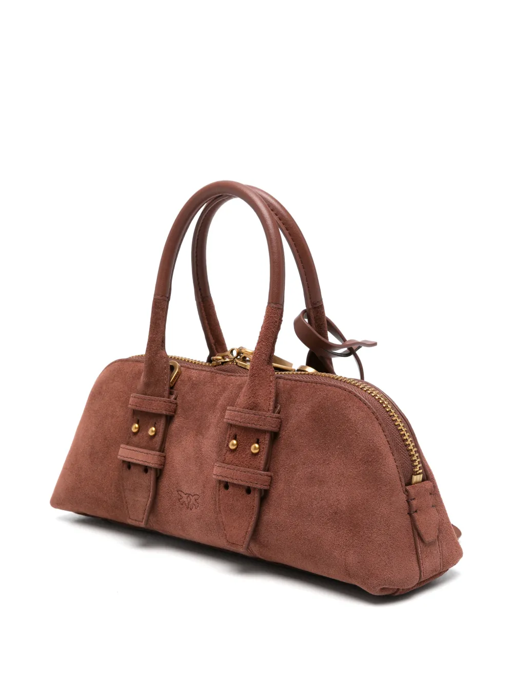 PINKO Kleine Escape suède shopper Bruin