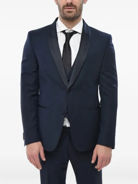 Corneliani traje de satén con botones y solapa de esmoquin