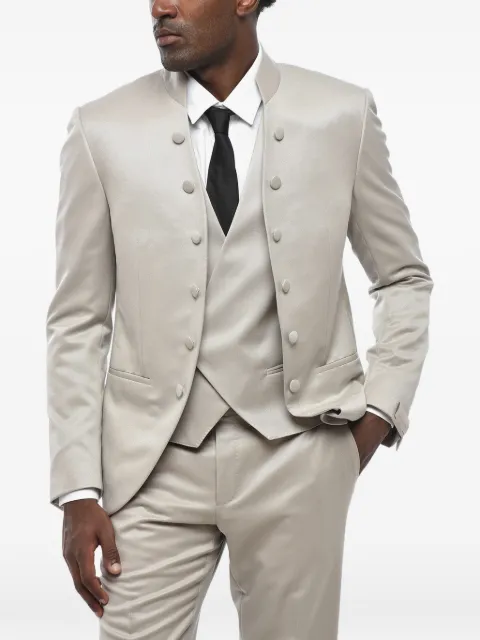 Corneliani three-piece Korean-collar suit