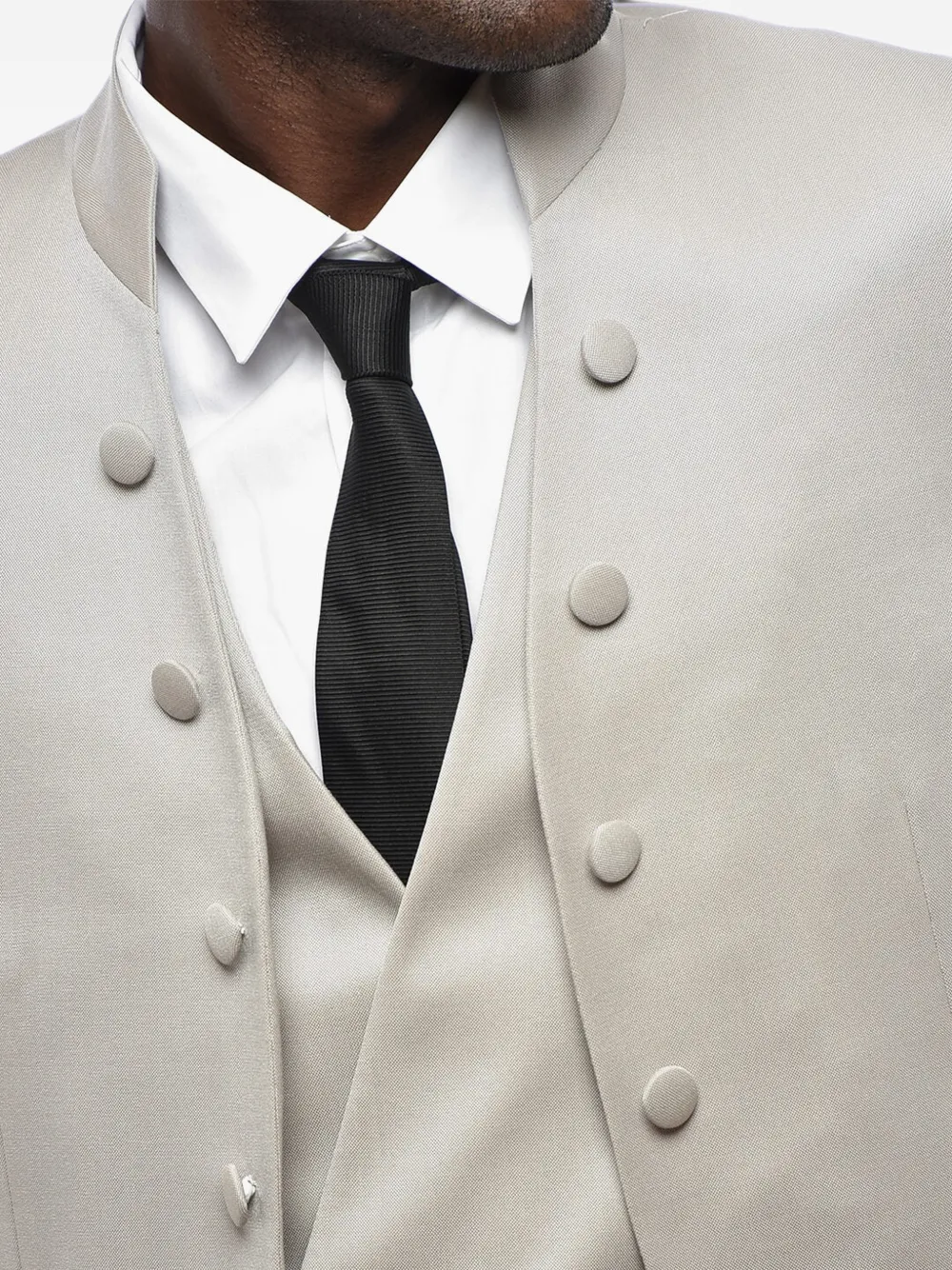 Corneliani three-piece Korean-collar suit Grijs