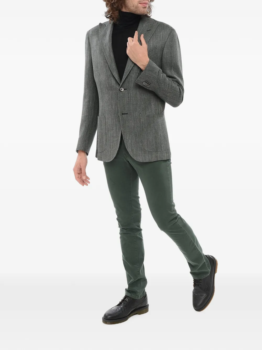 Corneliani herringbone peak-lapel blazer Grijs