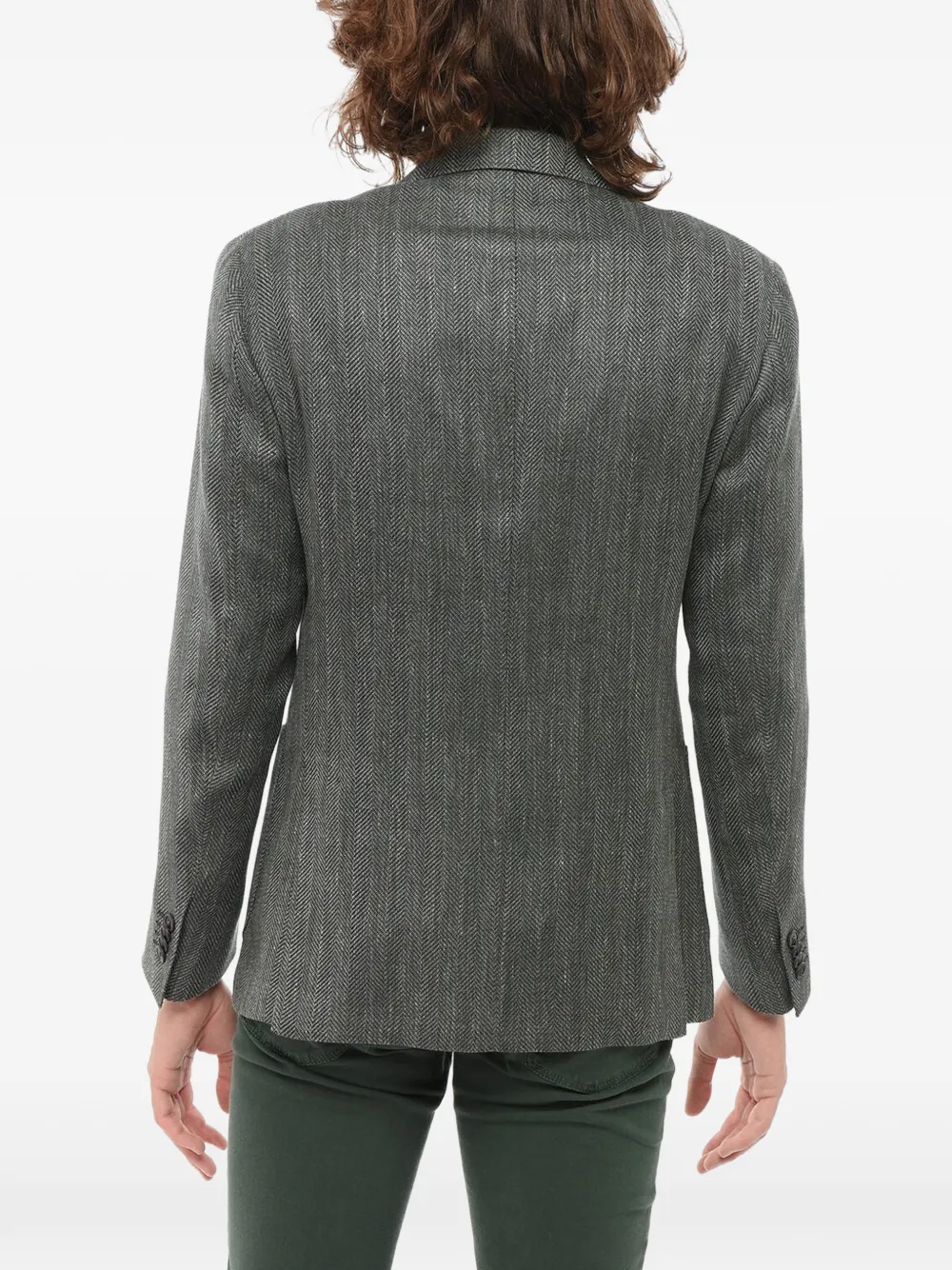 Corneliani herringbone peak-lapel blazer Grijs