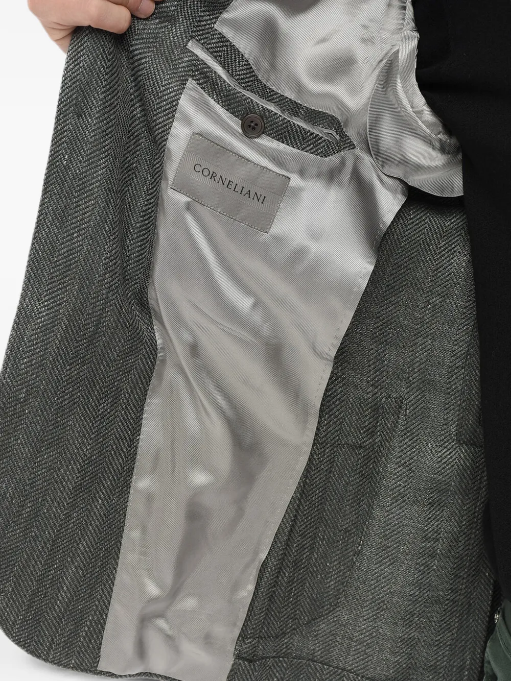 Corneliani herringbone peak-lapel blazer Grijs
