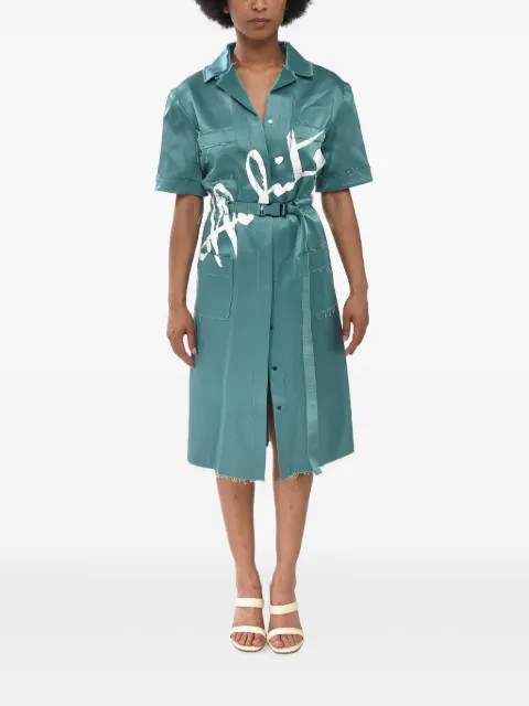 Off-White logo-print raw-cut midi dress