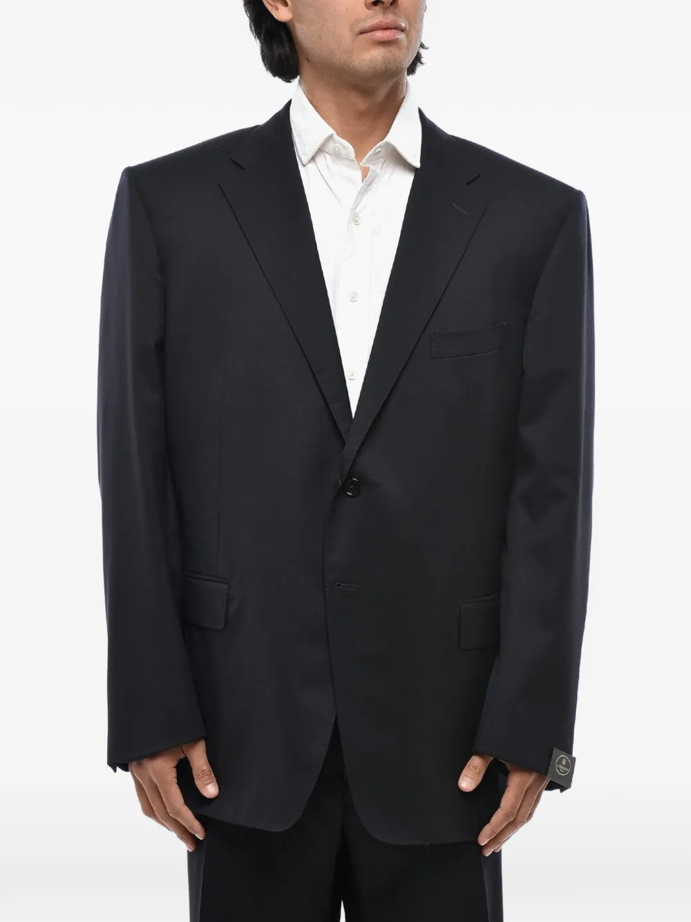 Corneliani 싱글 브레스티드 플랩 포켓 투피스 수트 | 블루 | Image 1
