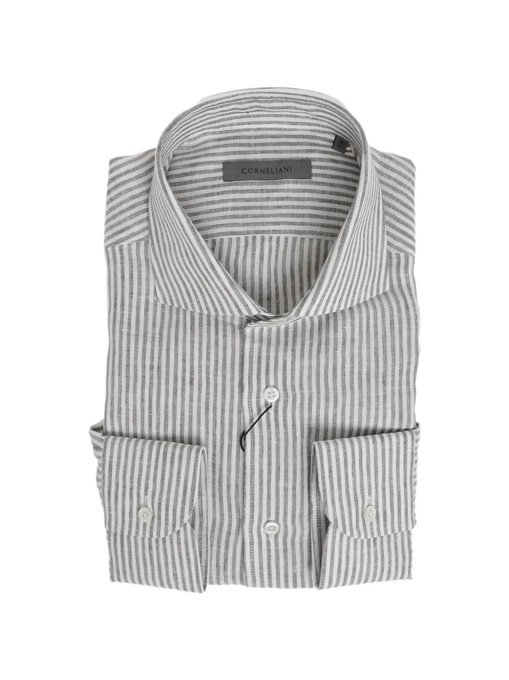 Corneliani striped french-collar shirt Wit