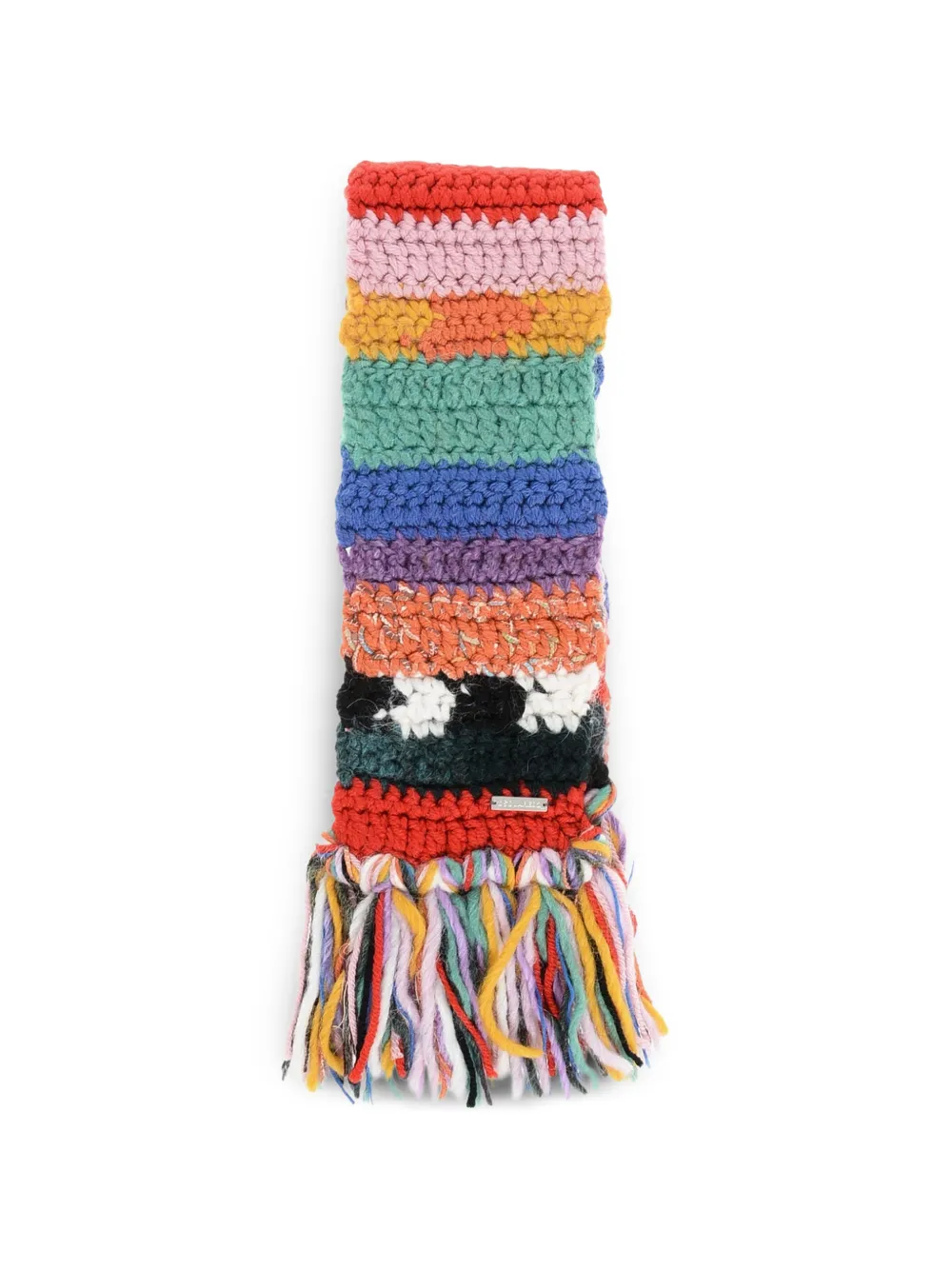 DSQUARED2 crochet-knit fringed scarf - Rot