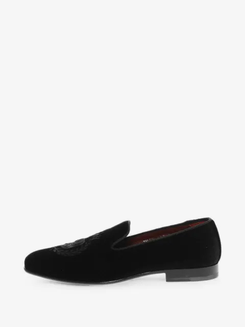 Corneliani embroidered velvet loafers