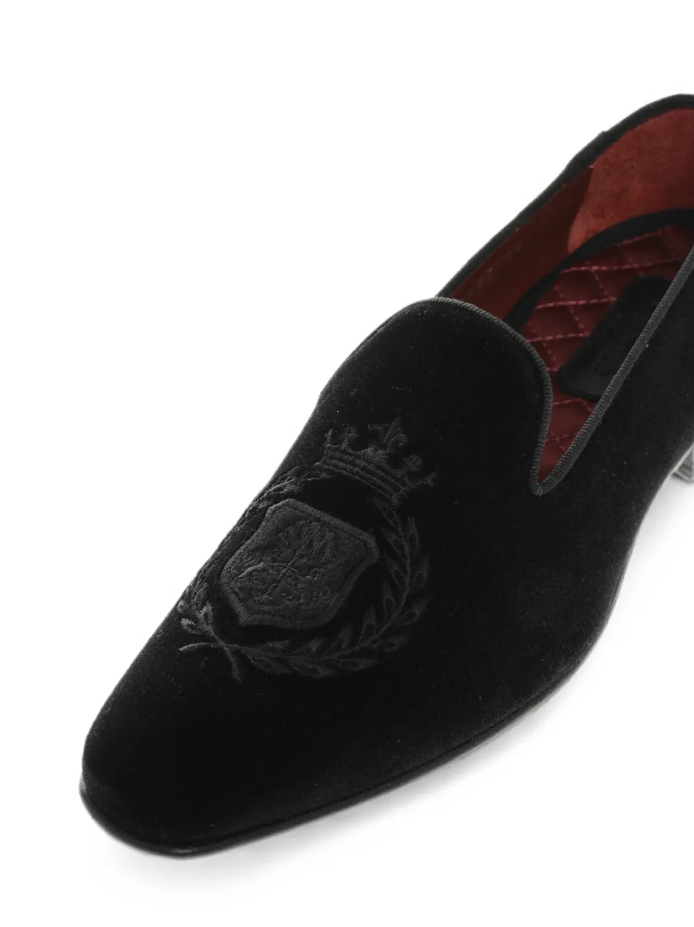 Corneliani embroidered velvet loafers Zwart