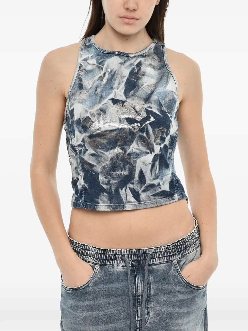 Diesel metallic-effect logo-plaque tank top - Blau