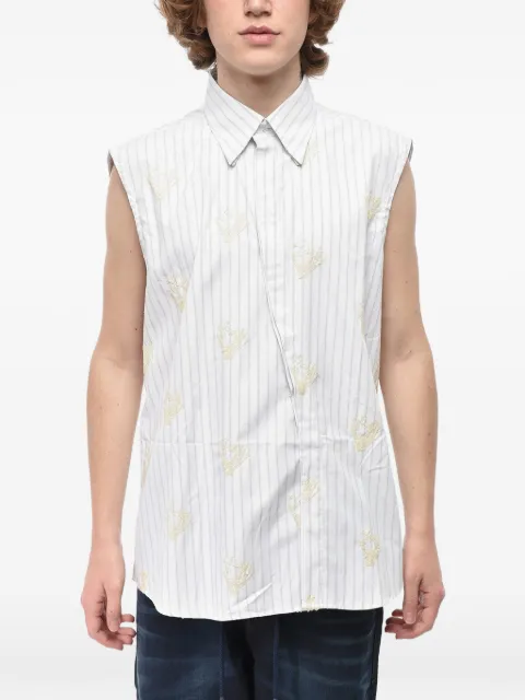 Off-White sequin-embroidered striped sleeveless shirt