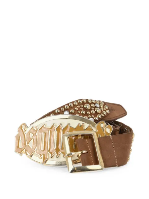 DSQUARED2 studded logo-buckle belt
