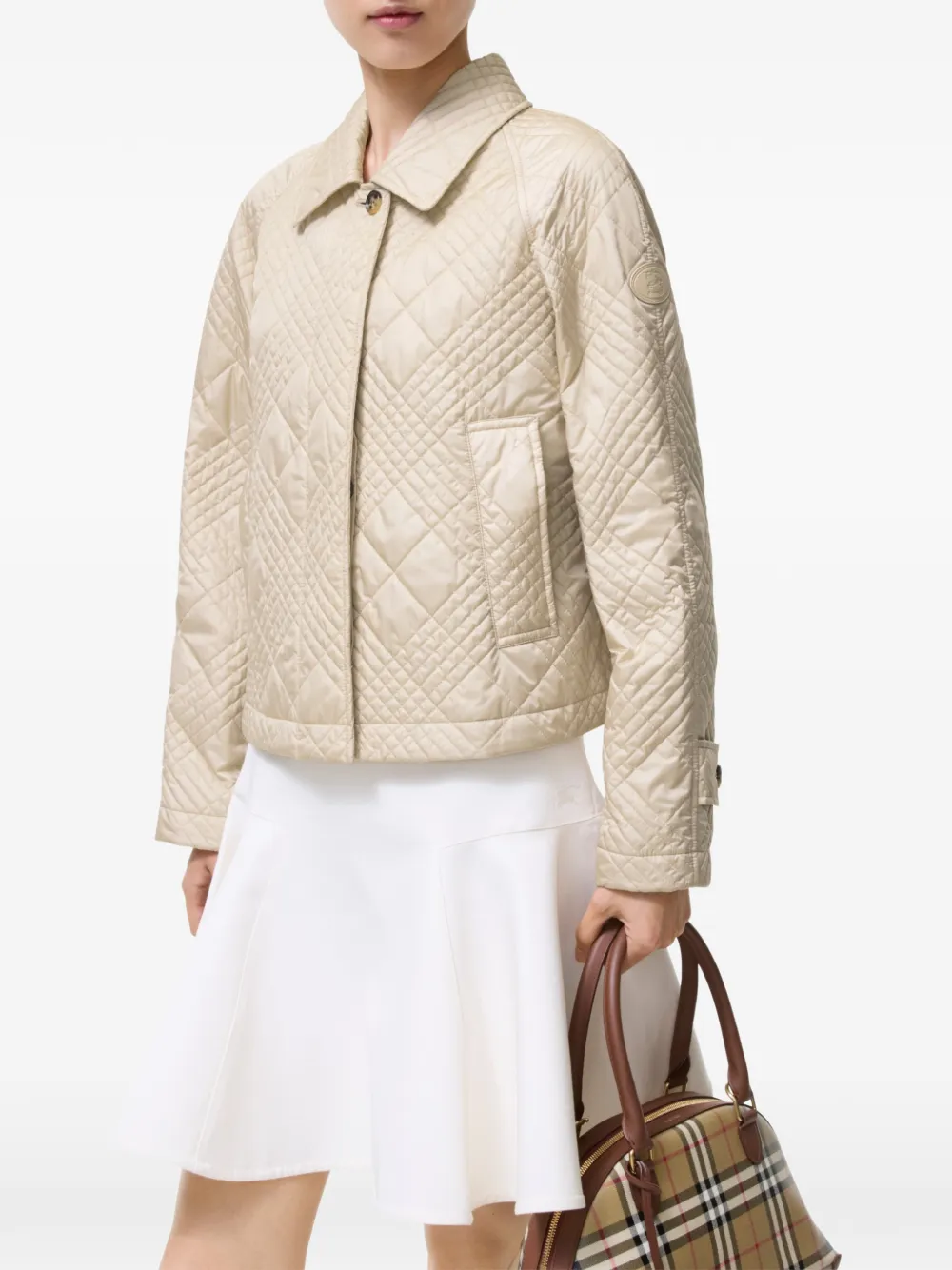 Burberry Tiffield gewatteerd nylon jack Beige