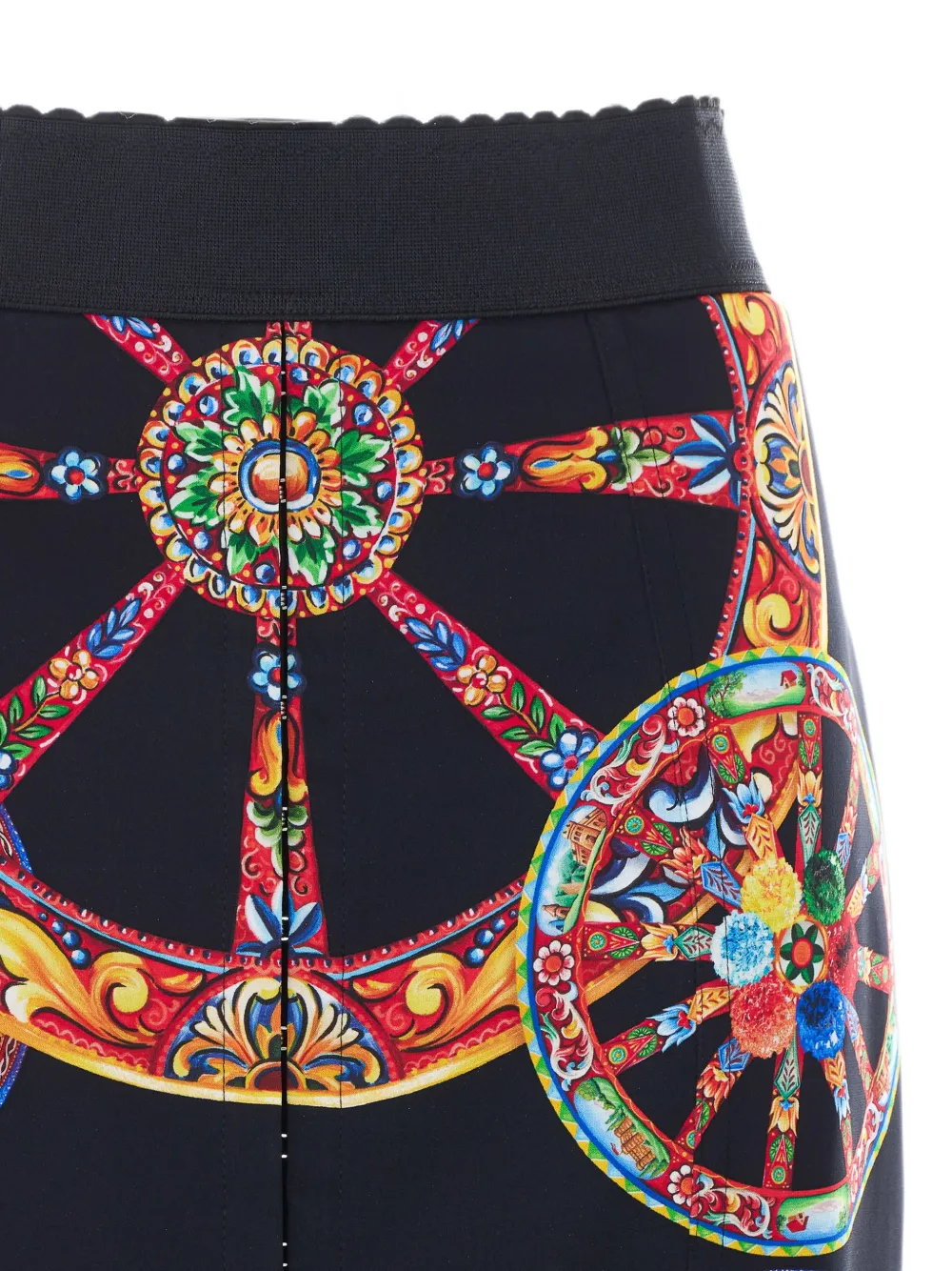 Dolce & Gabbana Midi-rok met Carretto-print Zwart