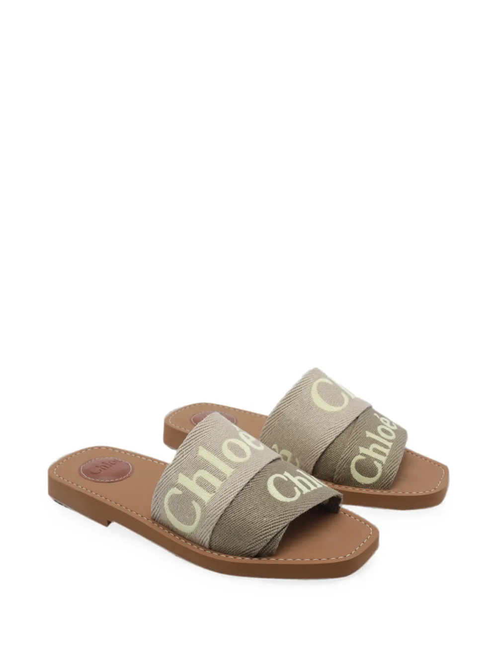 Chloé Woody square-toe flat sandals Beige
