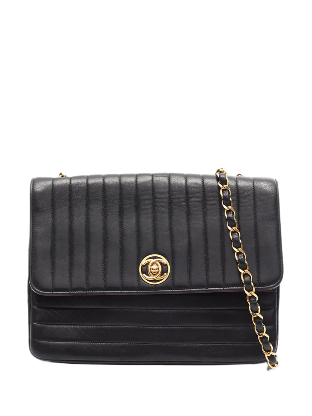 CHANEL Pre-Owned 1991-1994 Lambskin Mademoiselle Vertical Quilt Flap crossbody bag - Nero
