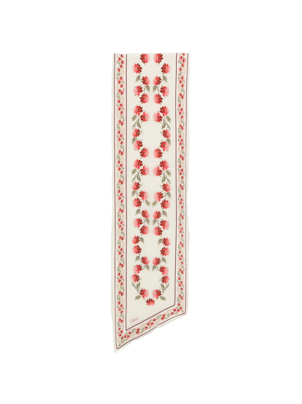 Chloé Folk mulberry silk scarf - Nude