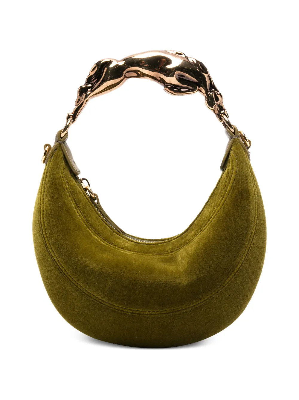 Chloé small horse-detail velvet shoulder bag - Verde
